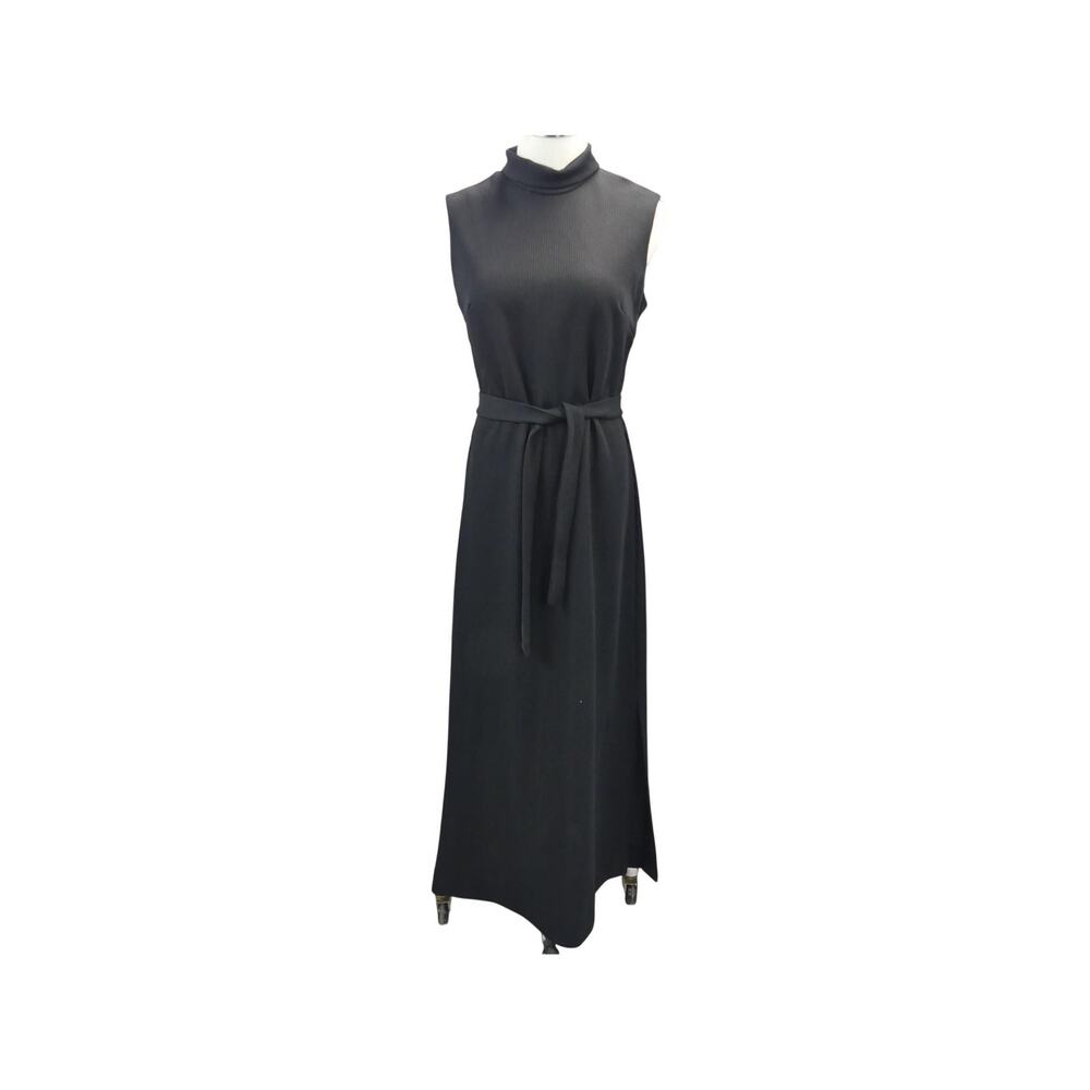 Vintage 1970's Black Goth Poly Knit Maxi Dress